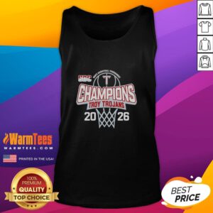 Awesome Troy Trojans 2026 Sun Belt Men's Basketball Tournament Champions tank top featuring team logo and vibrant colors.