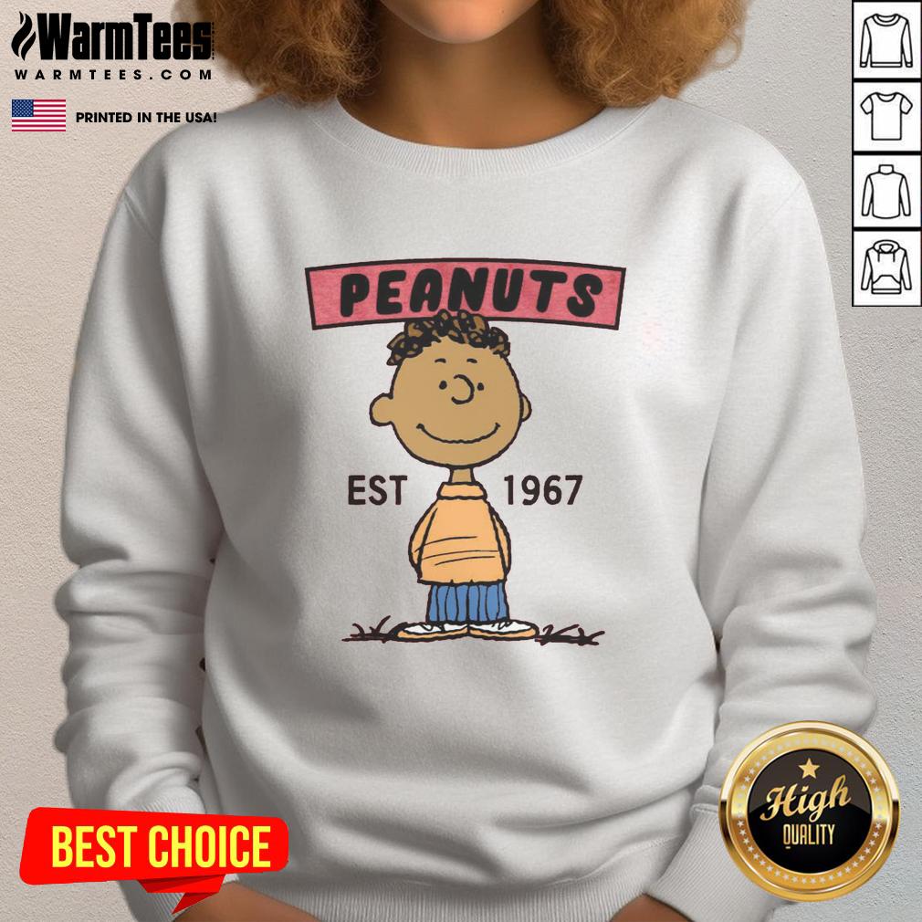 Cute Peanuts Franklin sweatshirt established in 1967, featuring vibrant graphics and cozy design for Peanuts fans.