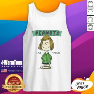 Cute Peanuts Peppermint Patty tank top, established 1950, featuring vibrant graphics and a fun, retro design.