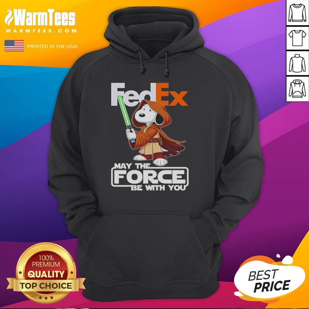 Alt Text: Cute Snoopy FedEx May The Force Be With You hoodie featuring Snoopy in a playful design for fans.