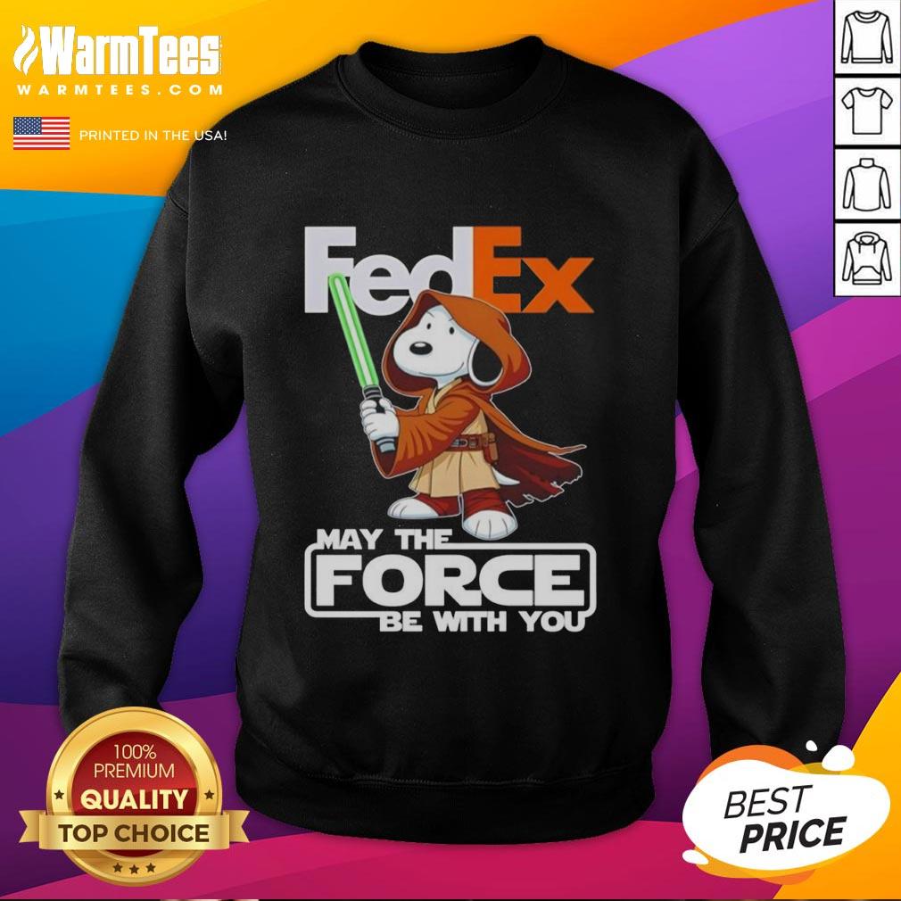 Alt Text: Cute Snoopy FedEx sweatshirt featuring May The Force Be With You design, perfect for fans and cozy outfits.