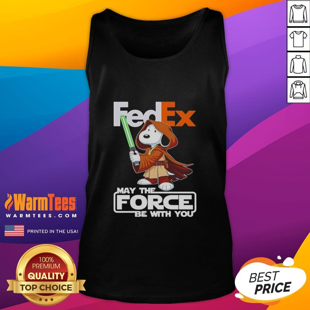 Cute Snoopy FedEx tank top featuring 'May the Force Be With You' design for fans of Snoopy and stylish apparel.