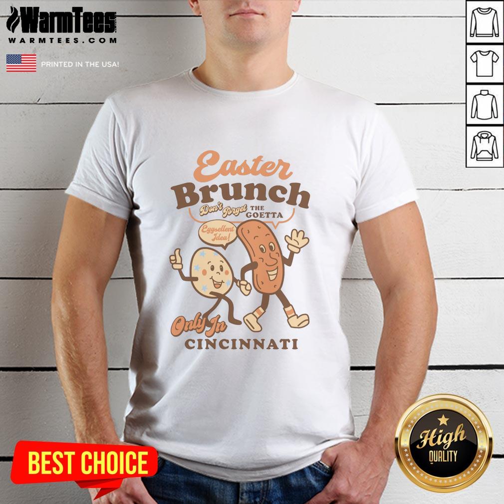 Good Easter Brunch Goetta Egg Cartoon T-Shirt featuring a fun egg design perfect for festive celebrations.