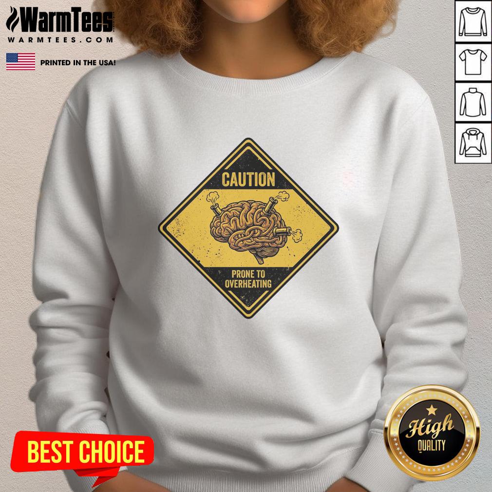 Good Executive Dysfunction retro sweatshirt featuring a caution sign and brain overheat warning design.