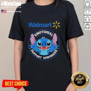 Good Happy Stitch Emotional Support Coworker Ladies Tee available at Walmart, perfect for uplifting work vibes.