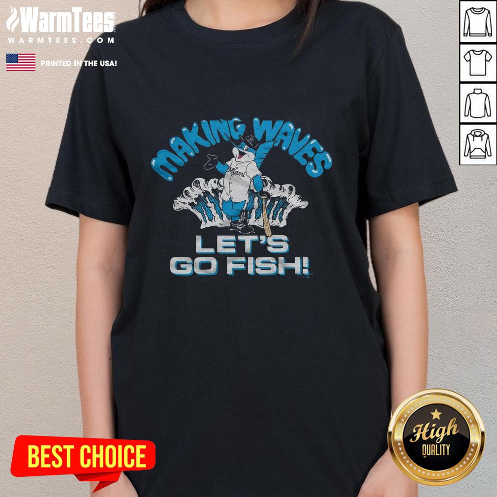 Good Miami Marlins Billy the Marlin ladies tee featuring vibrant colors and team logo for fans.