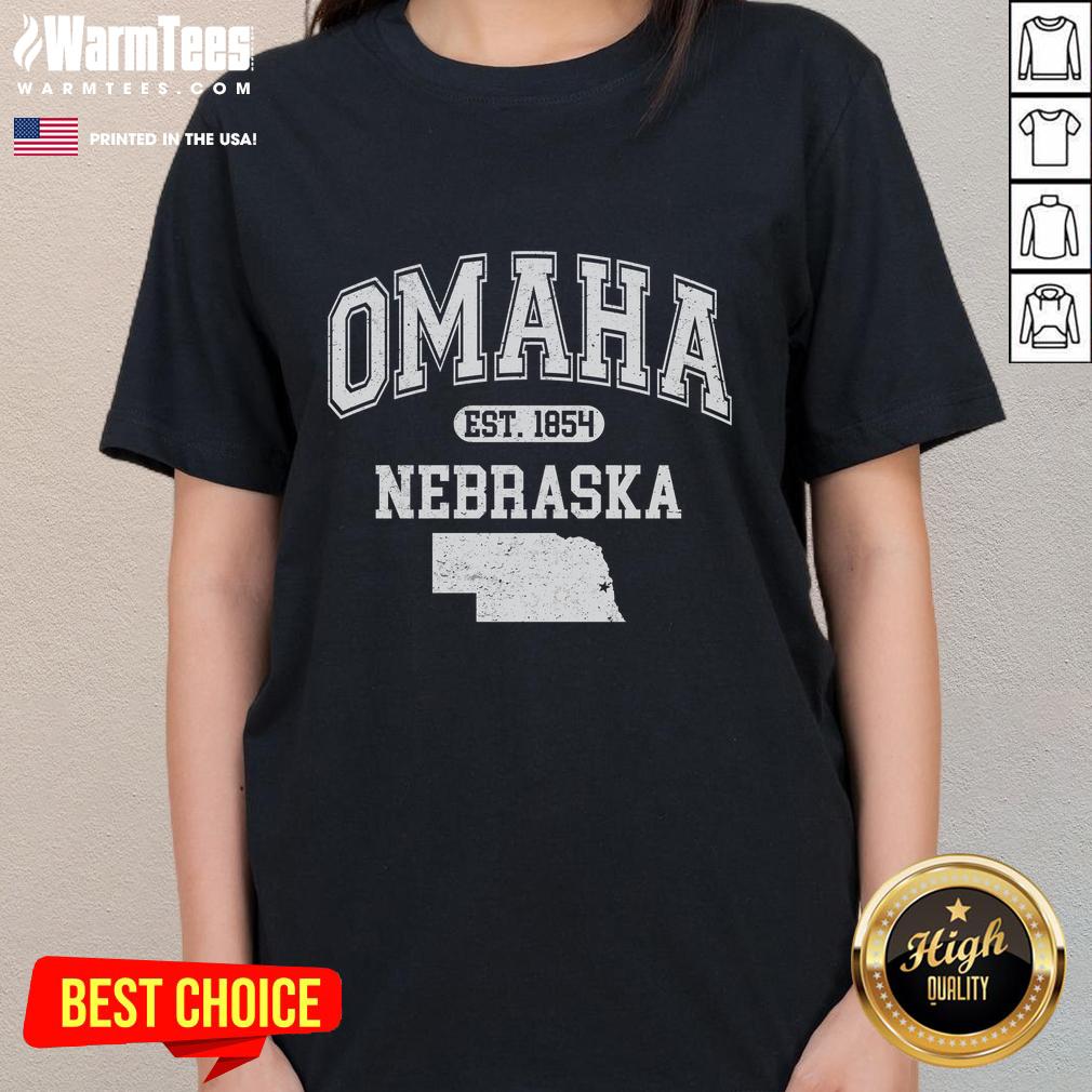 Good Omaha Nebraska Est 1854 Varsity Ladies Tee featuring a stylish design perfect for local pride and casual wear.