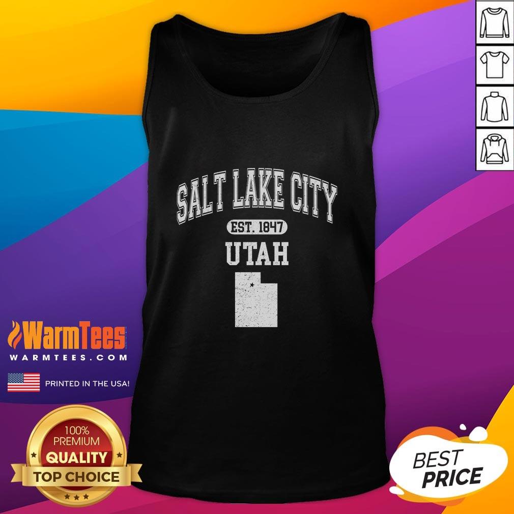 Good Salt Lake City Utah Est 1847 varsity tank top featuring a stylish design perfect for summer wear.