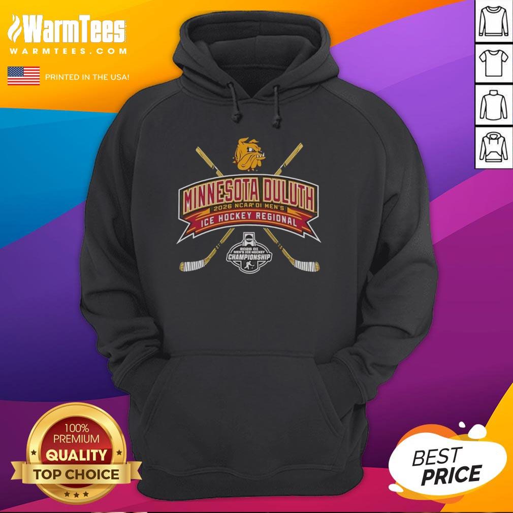 Alt Text: Hot Minnesota Duluth 2026 NCAA Division I Men's Ice Hockey Regional hoodie featuring team logo and vibrant colors.