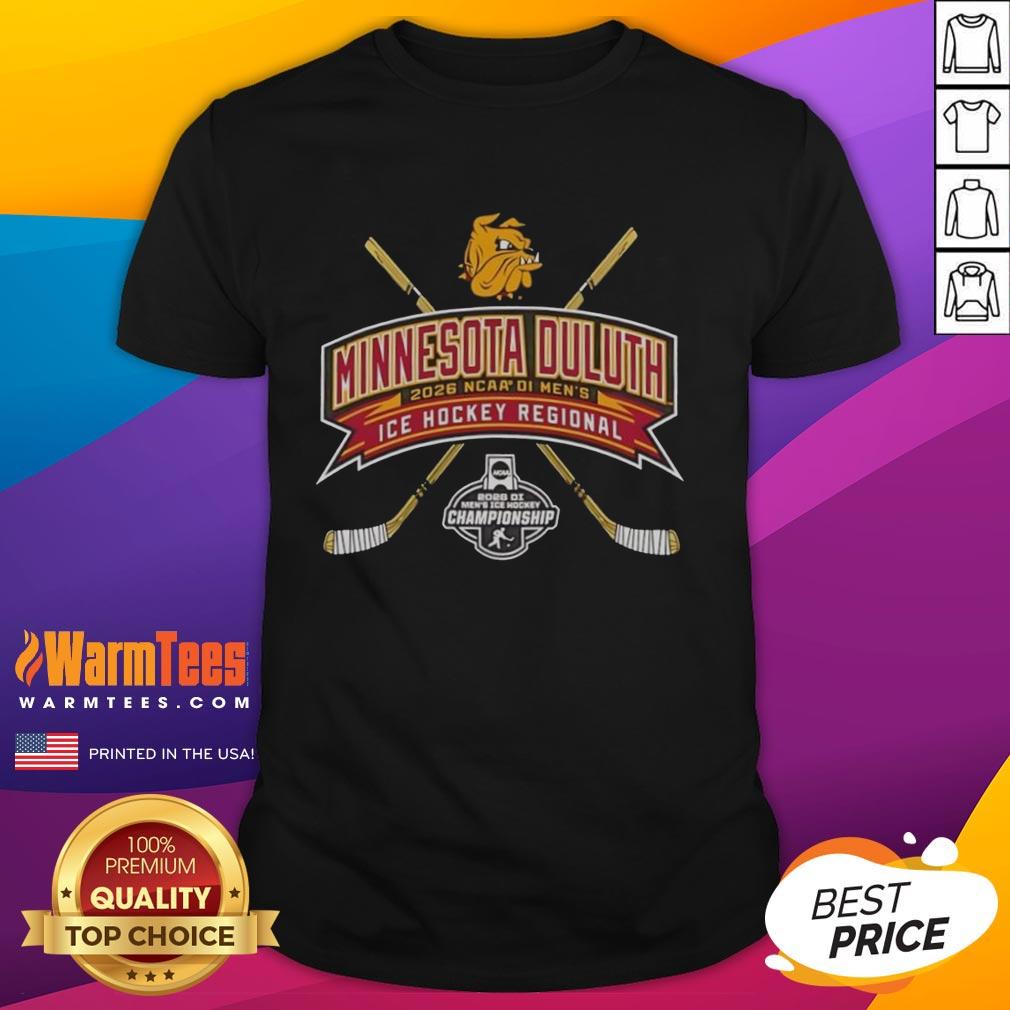 Alt Text: Hot Minnesota Duluth 2026 NCAA Division I Men's Ice Hockey Regional T-Shirt in vibrant colors and bold design.