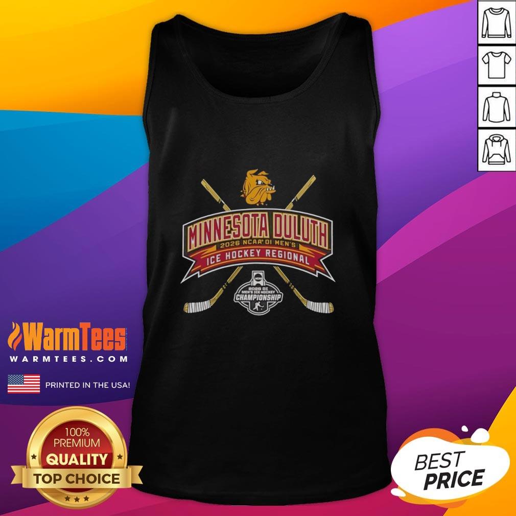 Hot Minnesota Duluth 2026 NCAA Division I Men's Ice Hockey Regional tank top featuring team colors and logo.