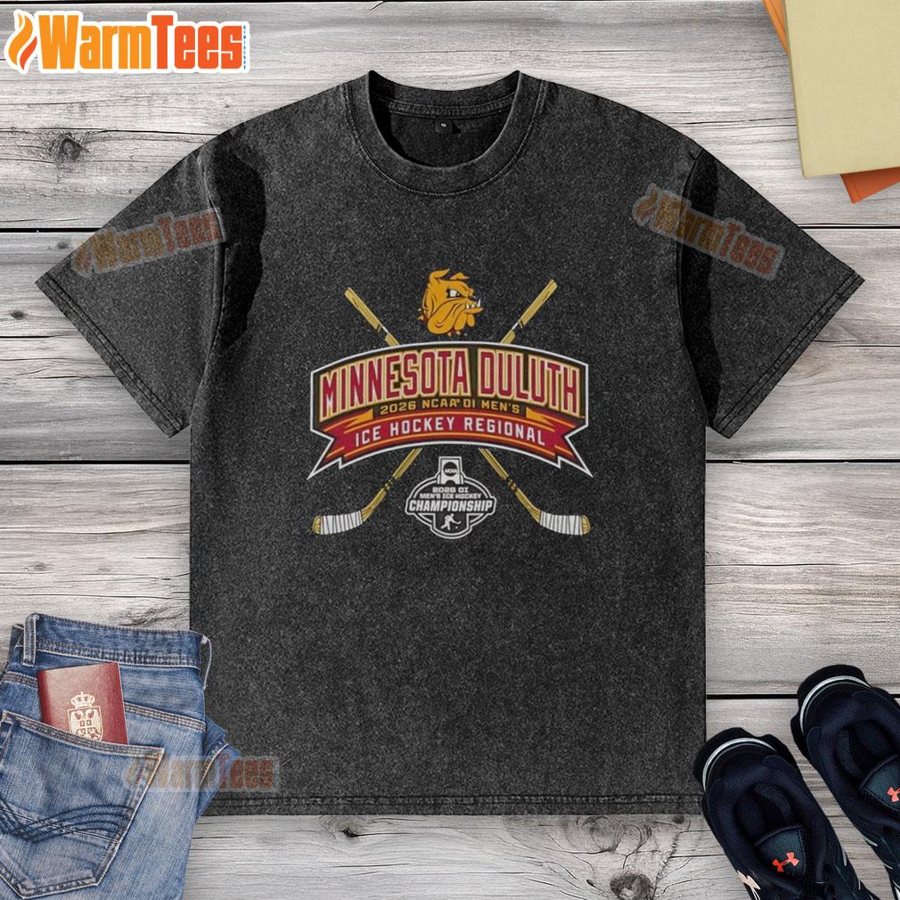 Hot Minnesota Duluth 2026 NCAA Division I Men's Ice Hockey Regional washed t-shirt featuring team colors and logo.
