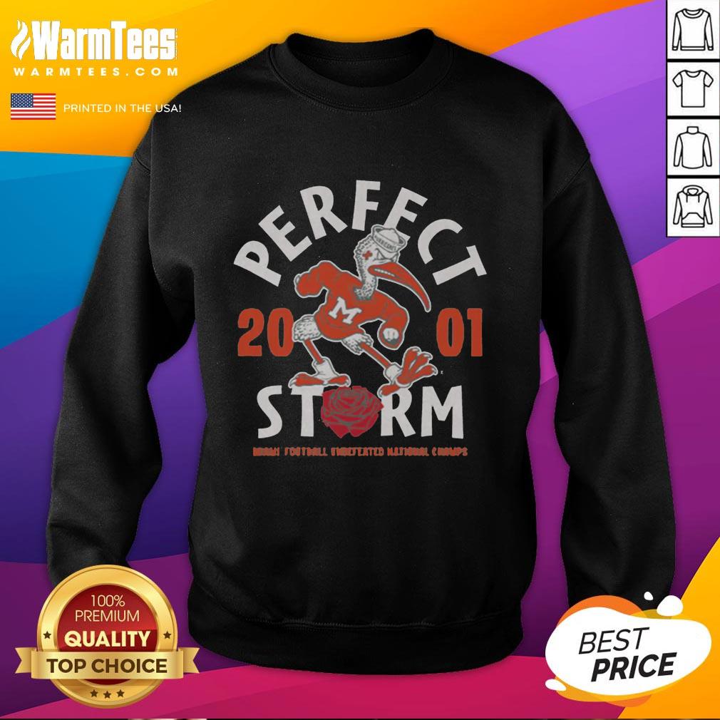 Vintage Nice 2001 Miami Football National Champs sweatshirt featuring classic logo and vibrant colors, perfect for collectors.
