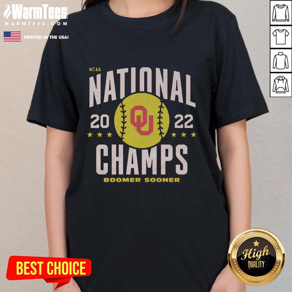 Vintage ladies tee celebrating the 2022 Oklahoma Softball National Champs with a stylish design and vibrant colors.