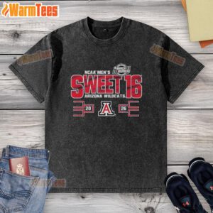 Arizona Wildcats NCAA Men's Sweet 16 2026 March Madness washed t-shirt in blue, featuring team logo and stylish design.