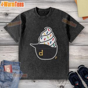 Nice Pittsburgh Pirates ice cream washed t-shirt featuring vibrant team colors and a stylish design for fans.