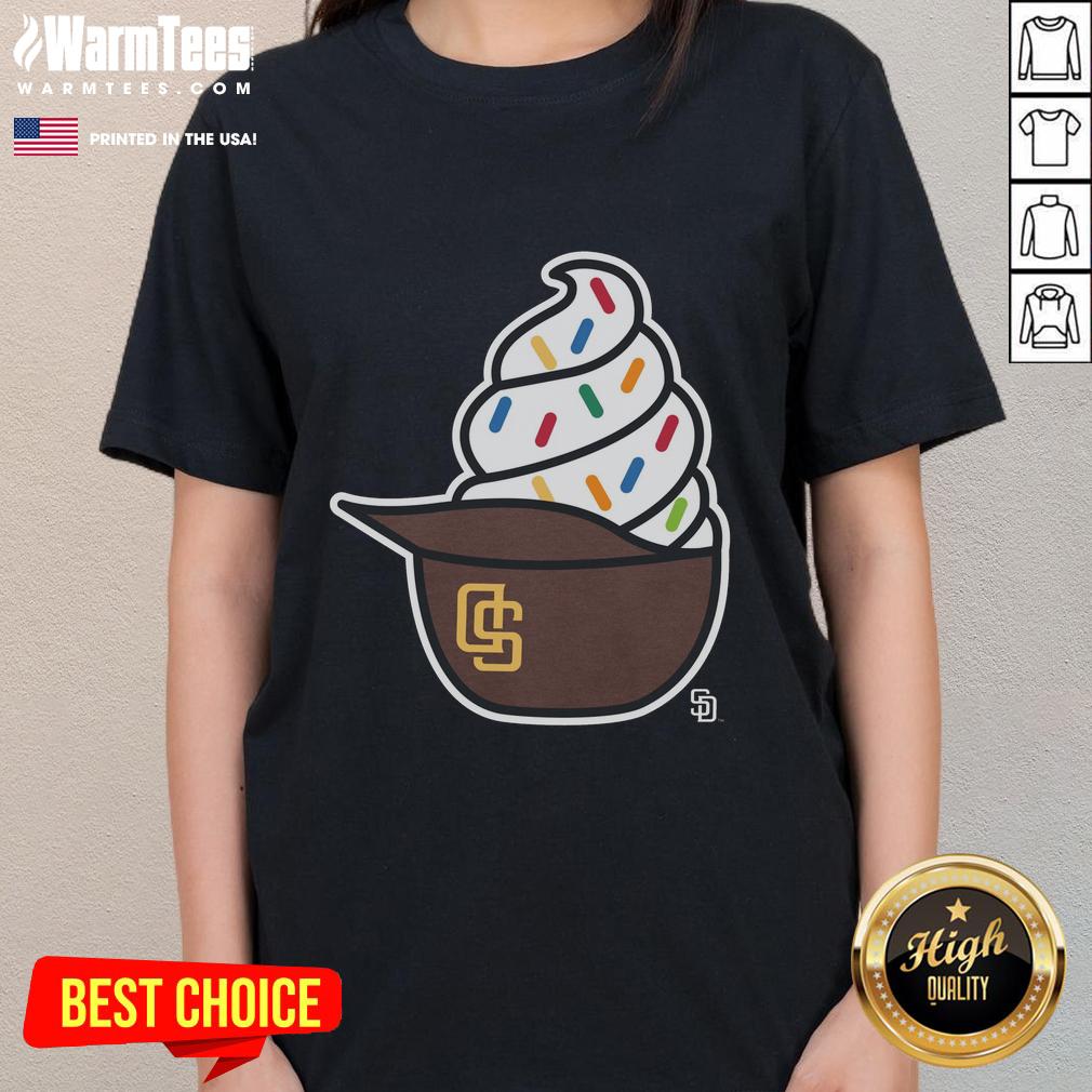 Nice San Diego Padres ice cream ladies tee featuring vibrant team colors and playful design, perfect for fans.