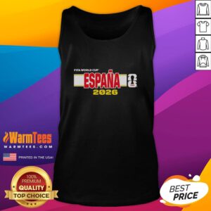 Official Espaa Spain FIFA 2026 World Cup tank top featuring vibrant colors and team logo for fans and supporters.