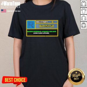 Original Recovery tee for women sharing strength and experience to stop using, promoting empowerment and support.