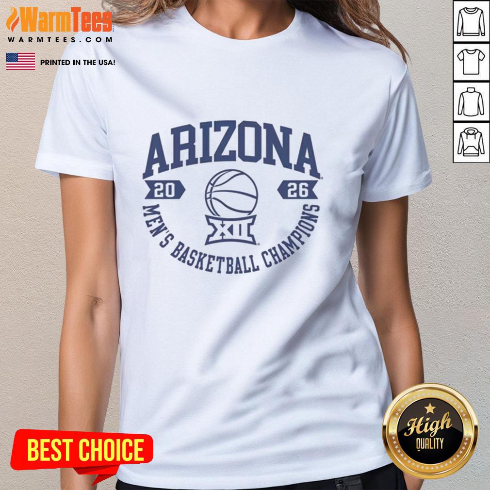Alt Text: Premium Arizona Wildcats white tee for 2026 Big 12 Men's Basketball Champions, perfect for fans and collectors.