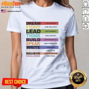 Premium Inspiring Leaders Black History Month Ladies Tee showcasing empowering designs celebrating influential figures.