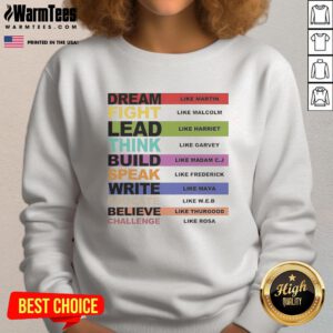 Premium Inspiring Leaders Black History Month Sweatshirt featuring vibrant designs celebrating influential figures.
