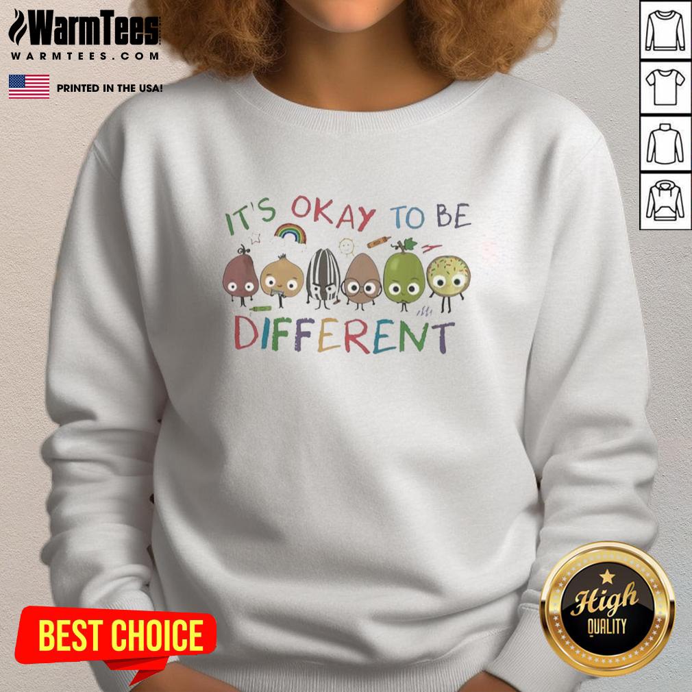 Alt Text: Premium It's Okay to Be Different Autism Awareness sweatshirt featuring a colorful sketch design celebrating uniqueness.