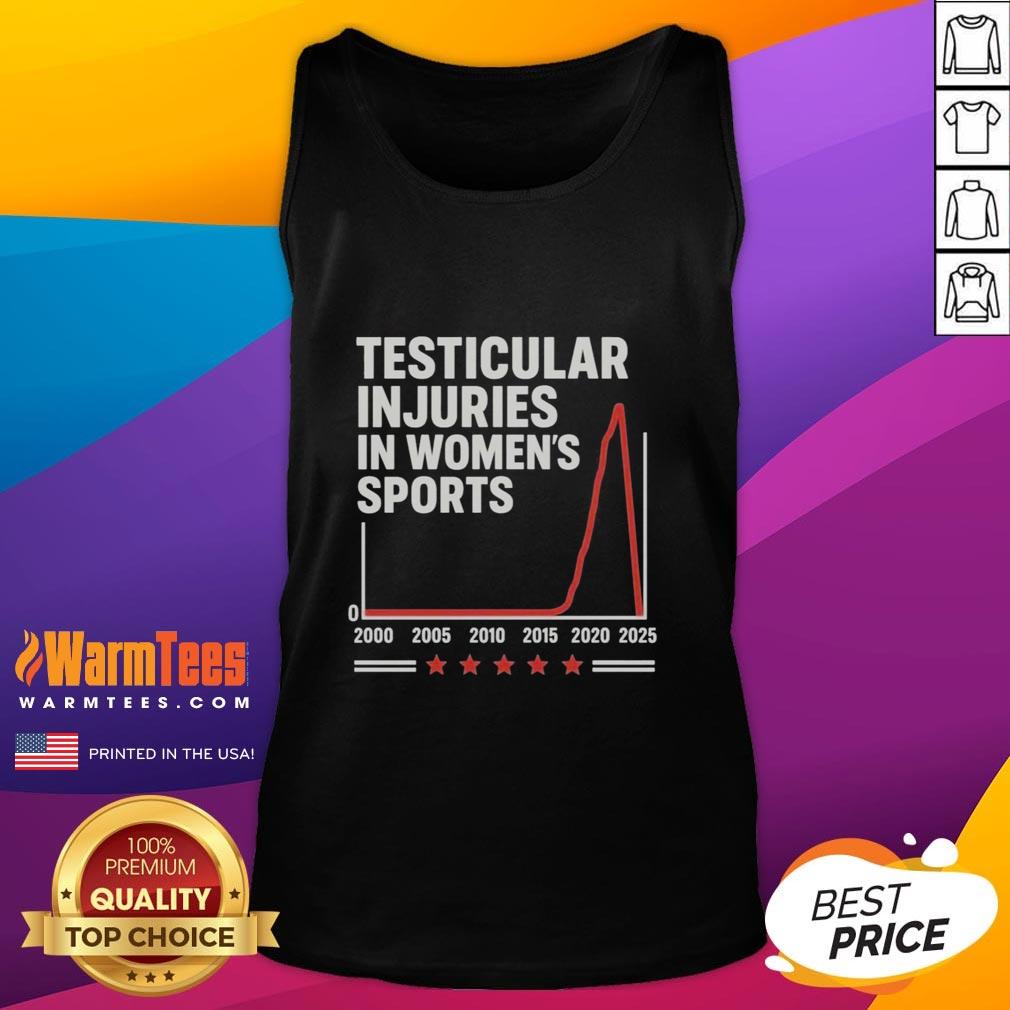 Premium tank top featuring a design focused on testicular injuries in women's sports, perfect for athletes and fans.