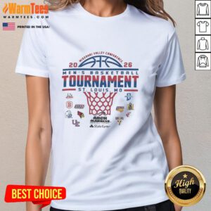 2026 NCAA Division I Missouri Valley Conference Men's Basketball Championship St. Louis ladies tee shirt design.