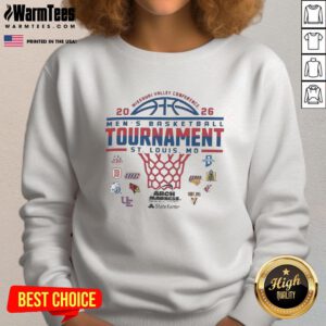 Top NCAA Division I 2026 Missouri Valley Conference Men's Basketball Championship sweatshirt in St. Louis design.