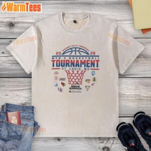 2026 Missouri Valley Conference Men's Basketball Championship St. Louis washed t-shirt showcasing team spirit and style.