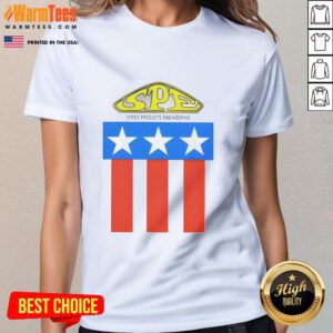Top-Spe Speed Products Engineering logo on a stylish ladies tee, showcasing innovative automotive design.