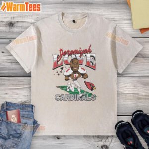 Awesome Arizona Cardinals Jeremiyah Love washed t-shirt featuring team colors and logo, perfect for fans and casual wear.