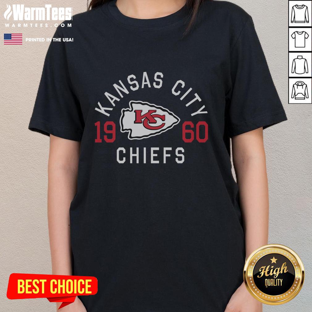 Stylish Kansas City Chiefs Heritage Print Ladies Tee showcasing team colors and logo for passionate fans.