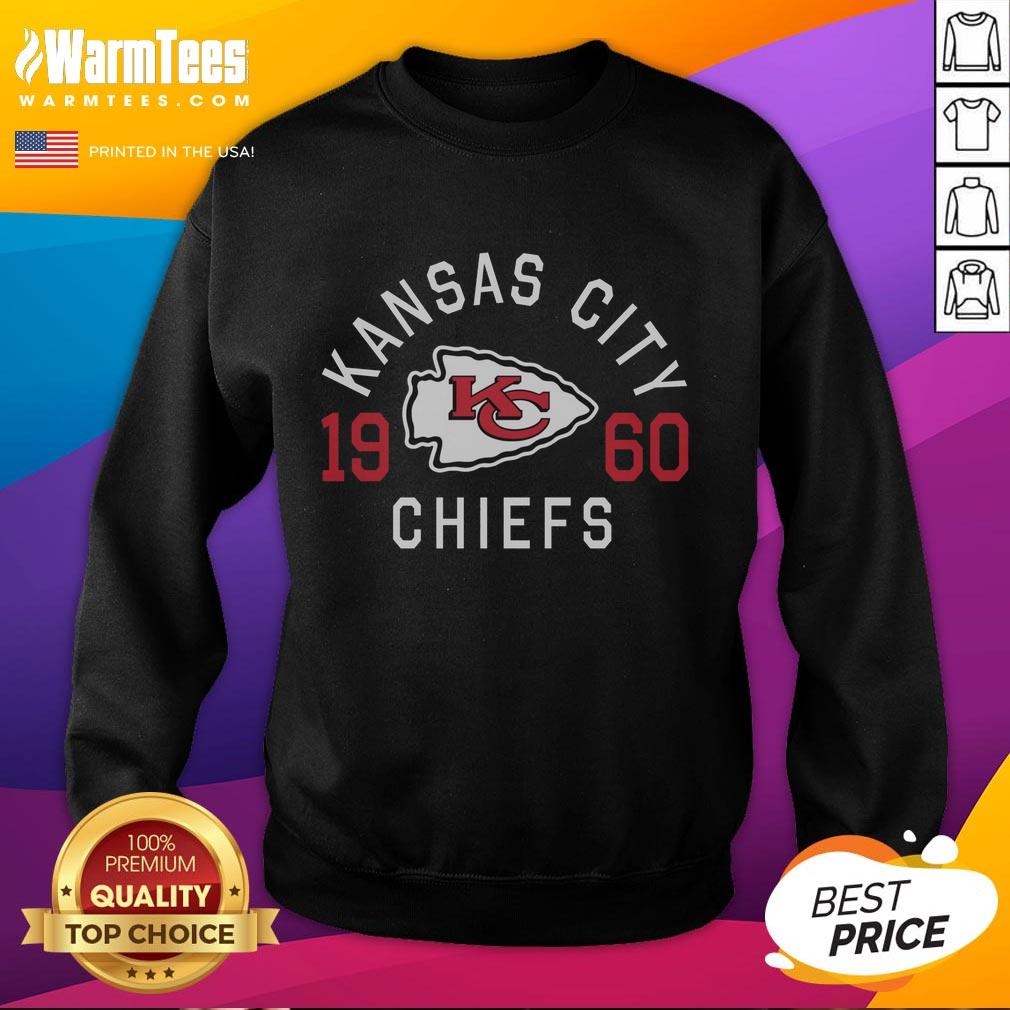 Alt Text: Awesome Kansas City Chiefs Heritage Print Sweatshirt featuring bold team logo and stylish design for fans.