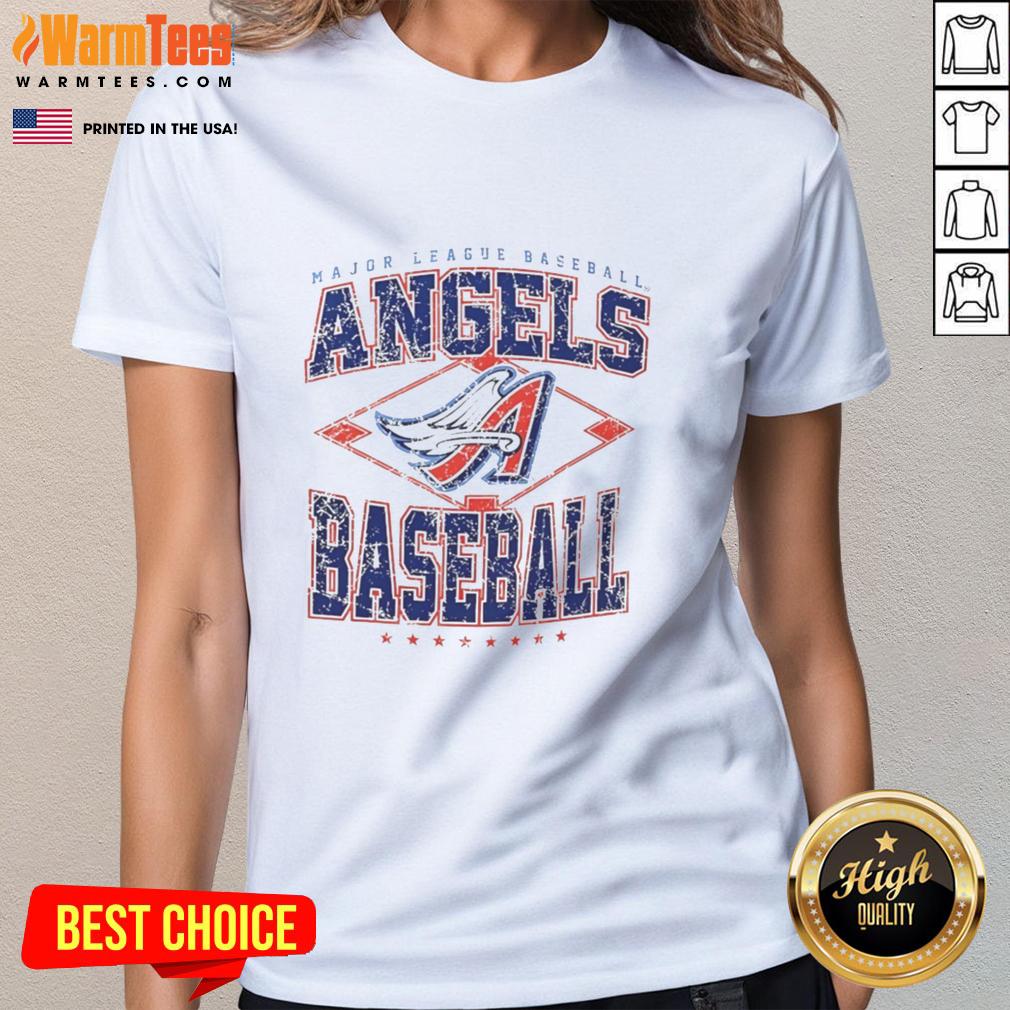 Awesome Los Angeles Angels Major League Baseball Cooperstown Diamond ladies tee featuring vibrant team colors.