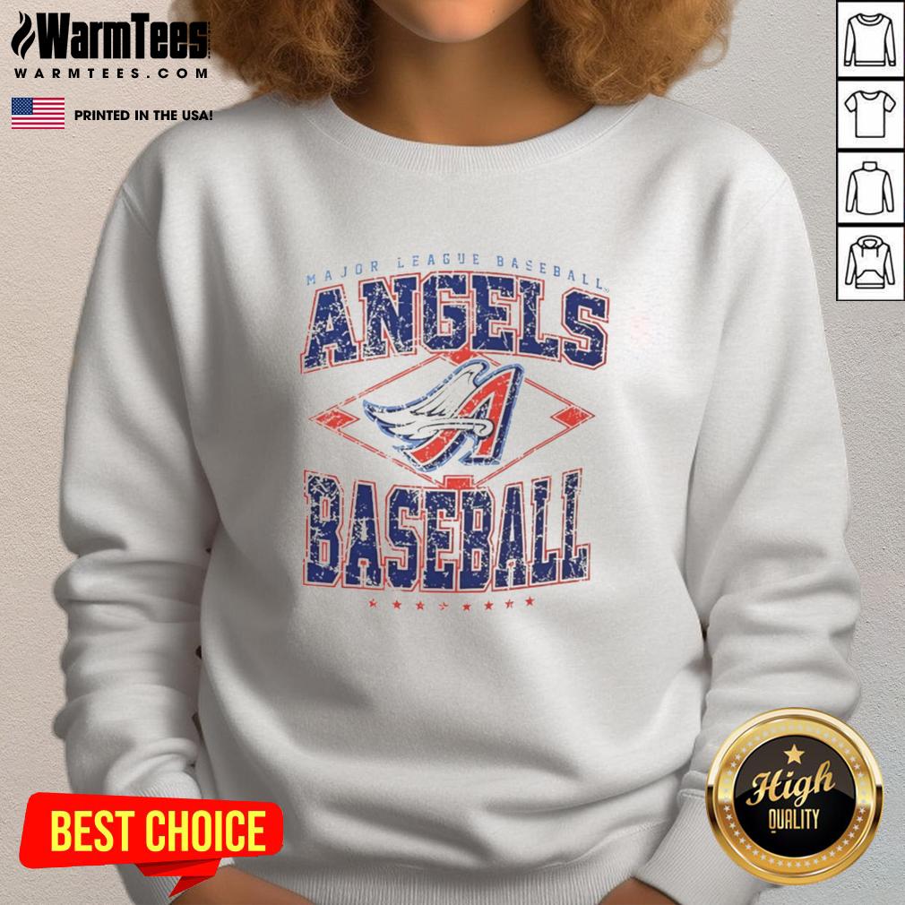 Awesome Los Angeles Angels Major League Baseball Cooperstown Diamond Sweatshirt in vibrant red and white design.