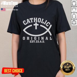 Awesome Original Catholic Church Ladies Tee featuring God and Jesus Christ design, perfect for faith-inspired fashion.
