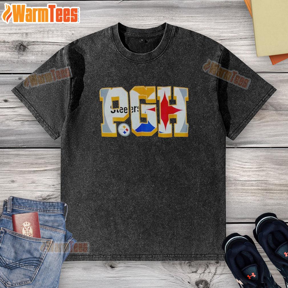 Awesome Pittsburgh Steelers NFL graphic washed t-shirt featuring bold team logo and vibrant colors for fans.