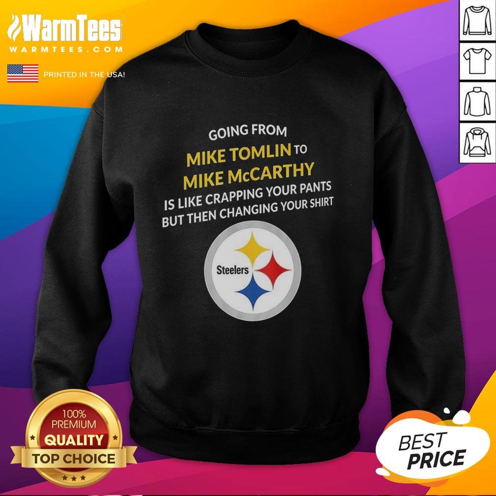 Awesome Pittsburgh Steelers sweatshirt featuring Mike Tomlin and Mike McCarthy designs for dedicated fans.