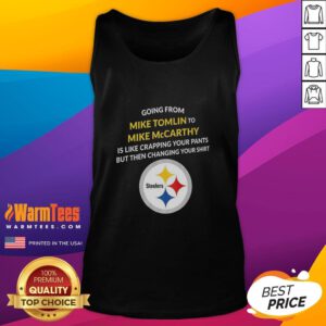 Awesome Pittsburgh Steelers tank top featuring Mike Tomlin and Mike McCarthy, perfect for fans and game day wear.
