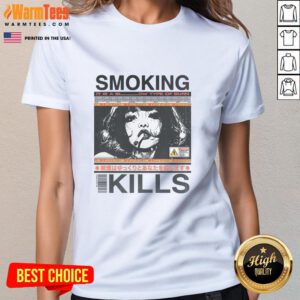 Alt Text: Retro manga anime graphic style ladies tee featuring Awesome Smoking Kills design in vibrant colors.