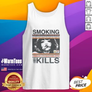 Retro manga anime graphic tank top with 'Smoking Kills' design, featuring vibrant colors and bold artwork.