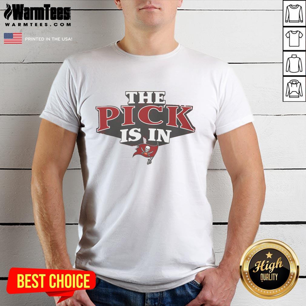 Awesome Tampa Bay Buccaneers Pick Is In T-Shirt featuring team colors and logo, perfect for fans and game day attire.