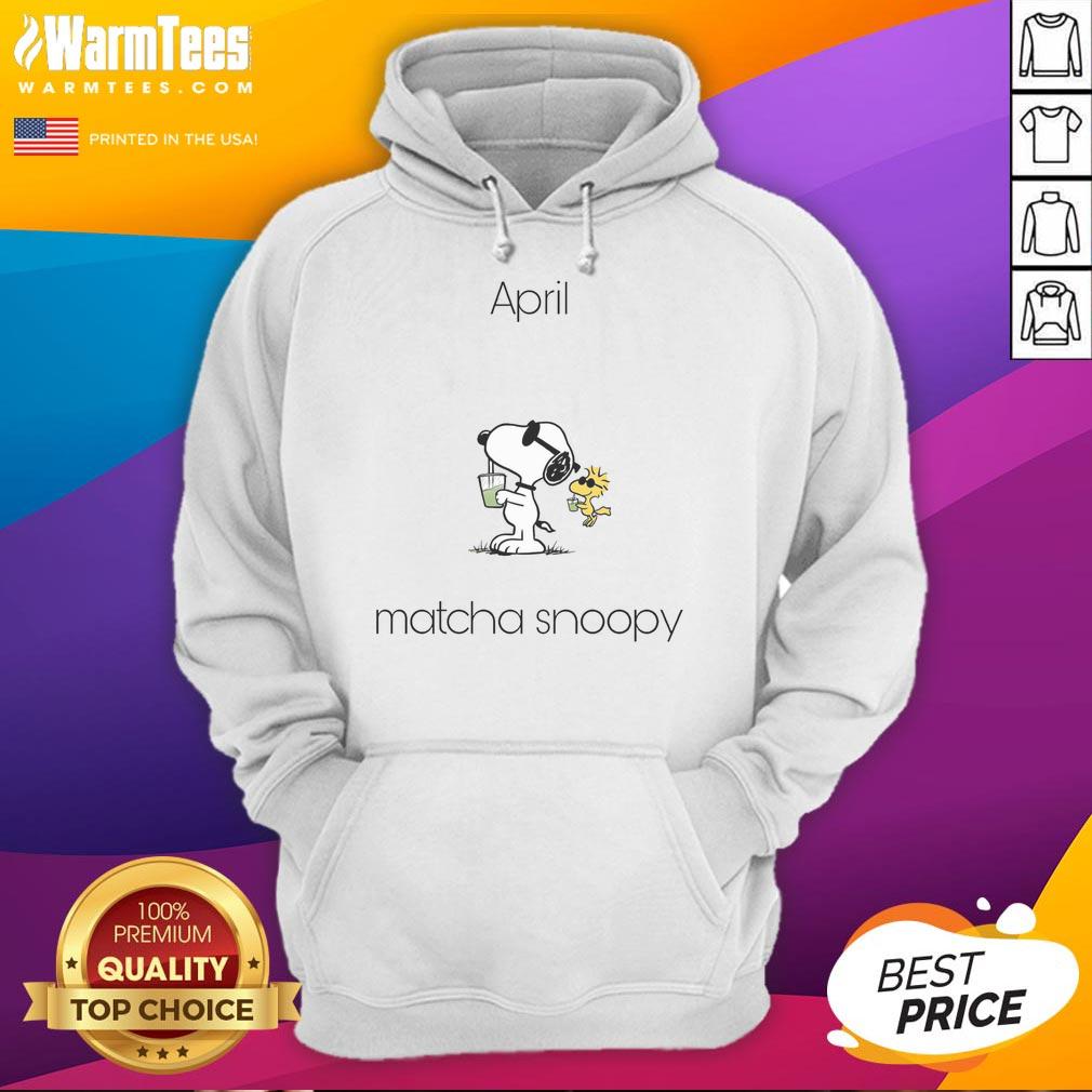Cute April Matcha Snoopy Woodstock hoodie featuring vibrant colors and playful cartoon designs, perfect for spring fashion.