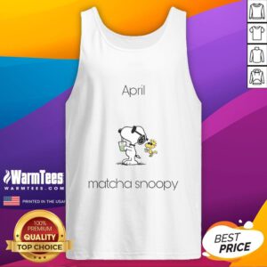 Adorable April Matcha Snoopy and Woodstock tank top featuring a playful design perfect for casual spring outfits.