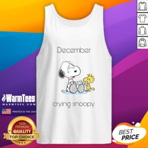 Alt Text: Cute December Crying Snoopy and Woodstock tank top design featuring playful cartoon characters in vibrant colors.