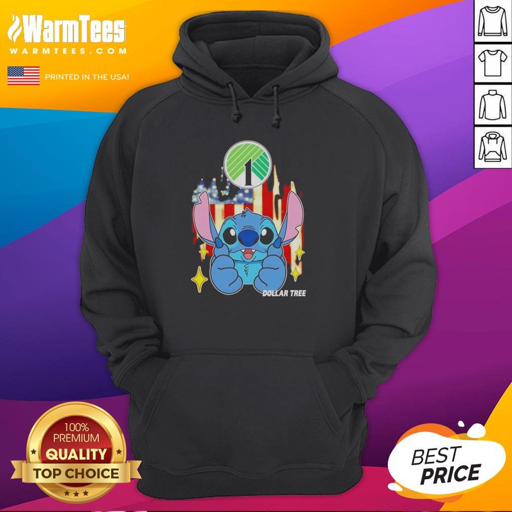 Alt Text: Cute Stitch-like Dollar Tree USA Flag Hoodie featuring a vibrant American flag design in a cozy style.