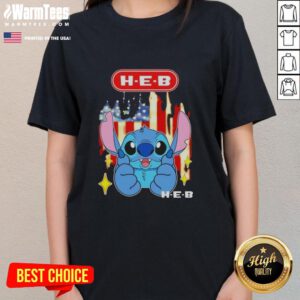 Cute Stitch Like H-E-B USA Flag Ladies Tee featuring a vibrant flag design perfect for patriotic style.