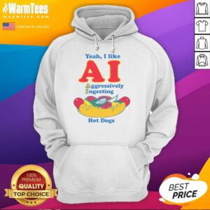 Alt Text: Funny hoodie featuring AI aggressively ingesting hot dogs, perfect for tech enthusiasts and humor lovers.